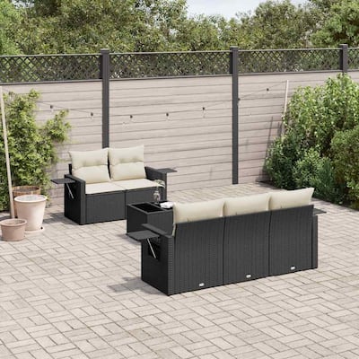 vidaXL Garden Sofa Set Black and Cream White - 21.7 x 21.7 x 14.6