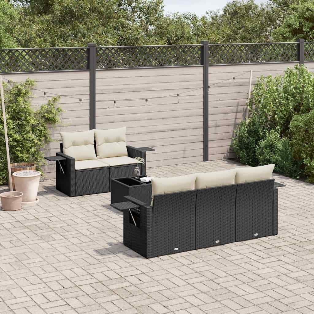vidaXL Garden Sofa Set Black and Cream White - 21.7 x 21.7 x 14.6