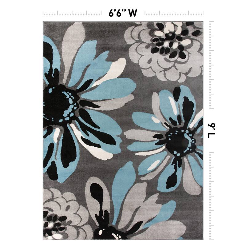 World Rug Gallery Contemporary Modern Flowers Area Rug