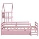 preview thumbnail 22 of 28, Twin Size House Platform Bed with 1 Storage Drawer and Guardrail, Solid Wood Kids Bed Frame with House-Shaped Headboard & Ladder