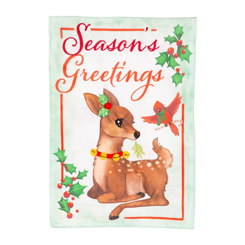 12.5 in. x 18 in. Seasons Greetings Applique Garden Flag - Multicolor - 12.5 in x 18 in