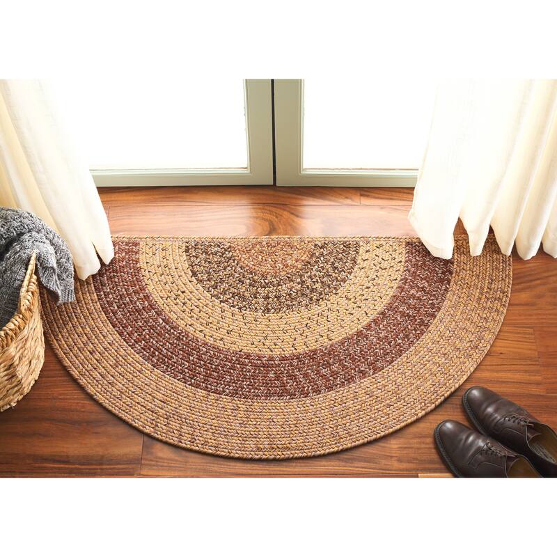 SAFAVIEH Handmade Braided Ecenur Indoor/Outdoor Machine Washable Rug - 2' x 4' Half-Moon - Beige/Brown