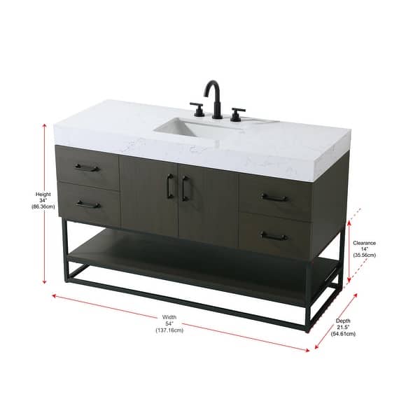 dimension image slide 9 of 12, Lennox 48 - 60 Inch Single Bathroom Vanity