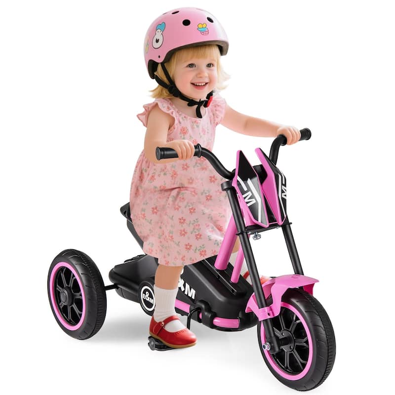 Gymax Kids Tricycle w/Foot Pedals Forward/Backward Steering Handlebars - Pink