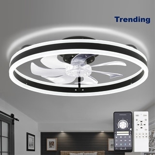20"/24"/72" Oaks Aura Cotti Low Profile Dimmable Smart Ceiling Fan with Lights 6-Speed Flush Mount Modern Remote