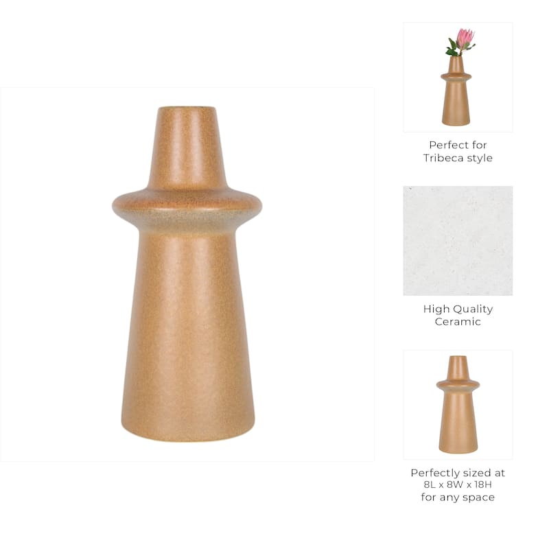 Ceramic Glazed Finish Flowers Vase Modern Decorative Accent Home Decor
