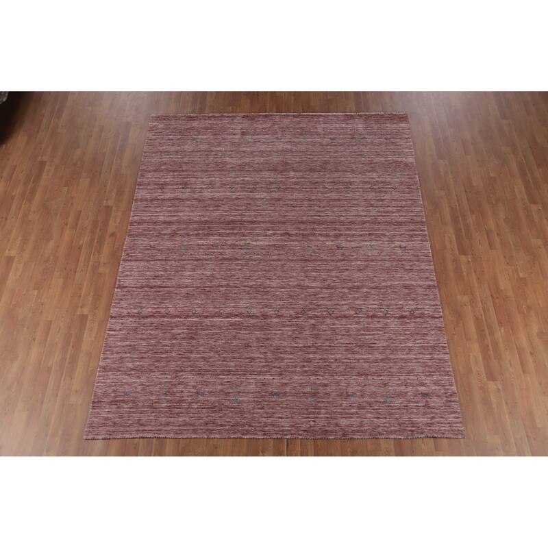 Hand Knotted Oriental 100% Wool Carpet Tribal Tribal Pink Gabbeh Area Rug - 9' 8'' X 7' 10''