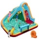 preview thumbnail 1 of 8, Gymax Inflatable Water Slide Park w/Long Slide Splash Pool Climbing - Multicolor Multicolor - Kids