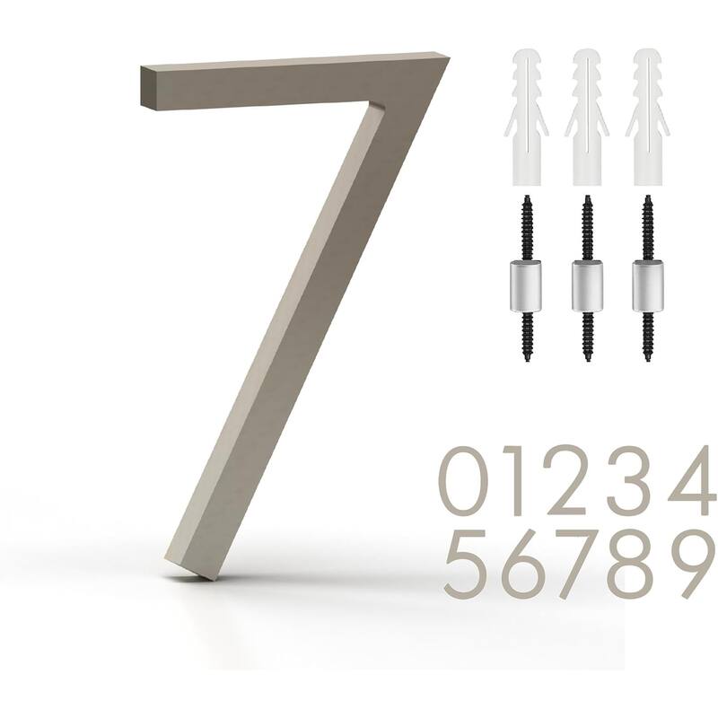 Mega Handles Modern Metal House Numbers | Heavy Duty Outdoor Address Digits | Easy to Install, Floating or Flush Mount Design