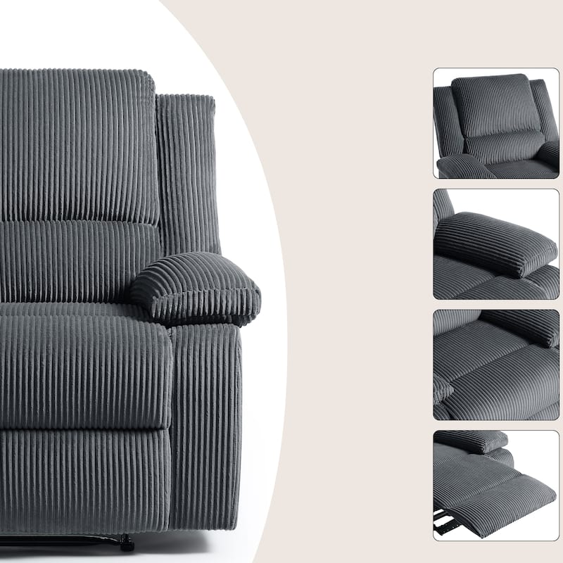 2 Set Corduroy Manual Recliner Glider Club Chair with Footrest