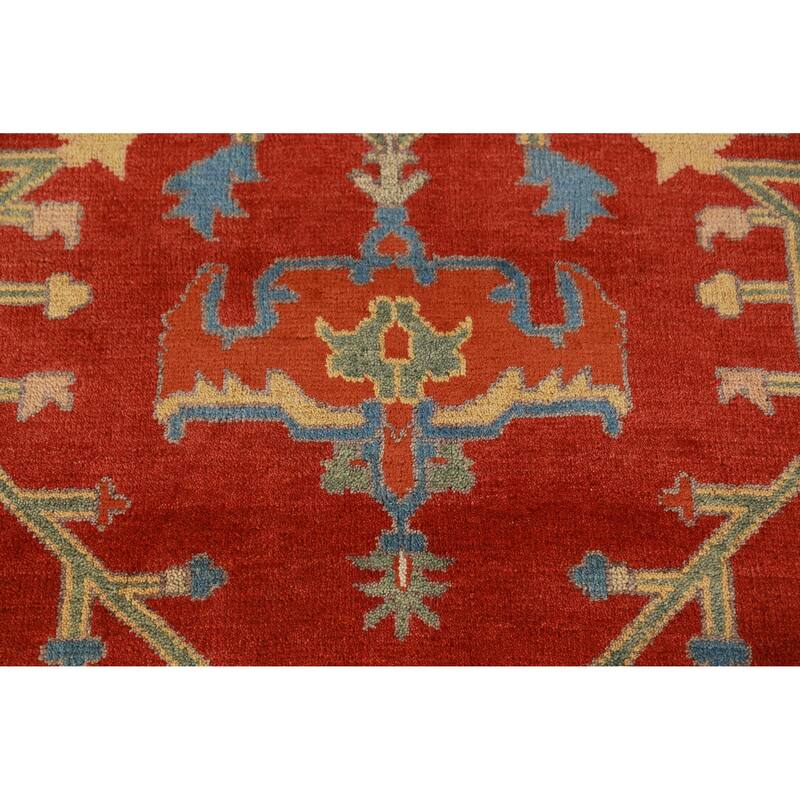 Hand Knotted Oriental 100% Wool Carpet Traditional Medallion Red Heriz (serapi) Area Rug - 14' 10'' X 11' 7''