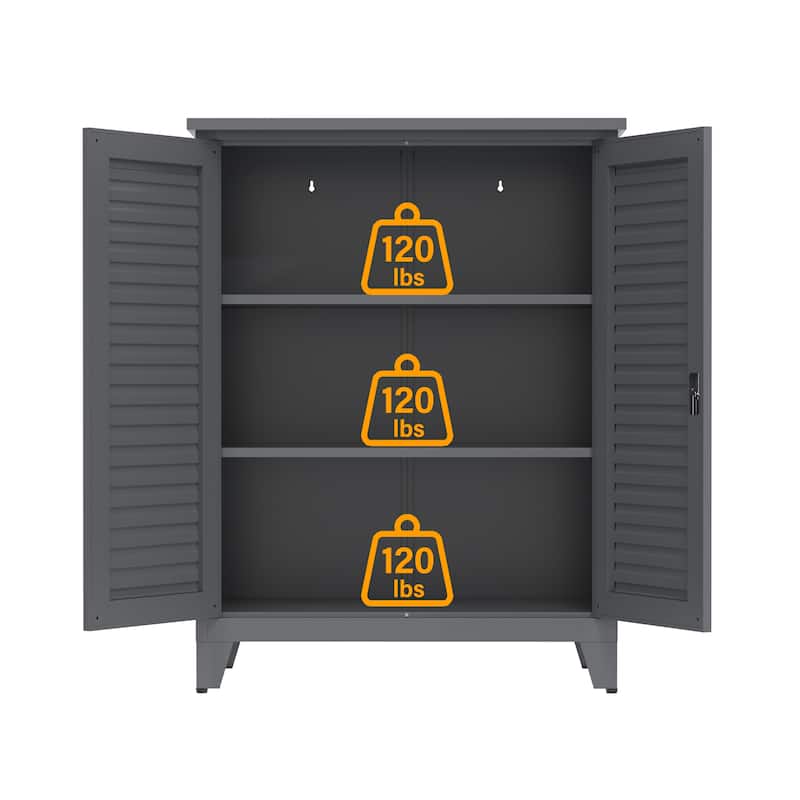 Rossetta 47'' Tall Wall-Mount Metal Tool Cabinet with Versatile Shelving and Pegboard