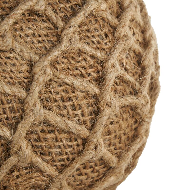 Brown Cement Stone Handmade Woven Layered Orb Knot Decorative Sculpture with Handles (Set of 2)