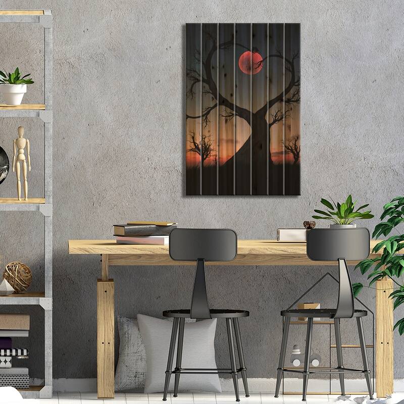 Tree And Owl Print On Wood by Abdullah Evindar - Multi-Color