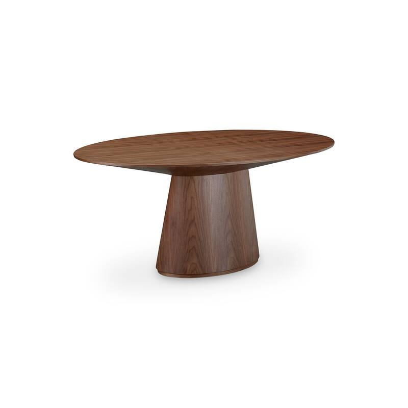 Aurelle Home Modern Pedestal Kitchen Dining Table - Oval - Walnut