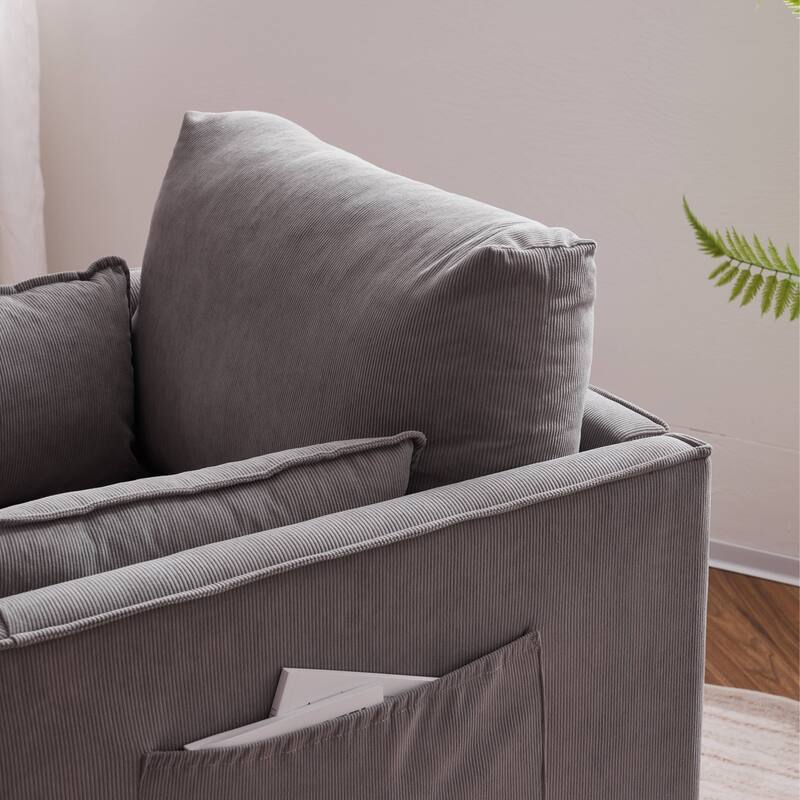 Modern Accent Armchair Upholstered Sofa Club Chair with 2 Pillow