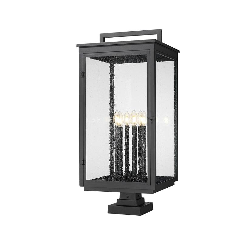 Z-Lite 5019PHXXLS-SQPM Hartwell 6 Light 34" Tall Post Light with Seedy - Sand Black