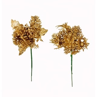 Glitter Xmas Pick, Gold, Set of 12 - 8"