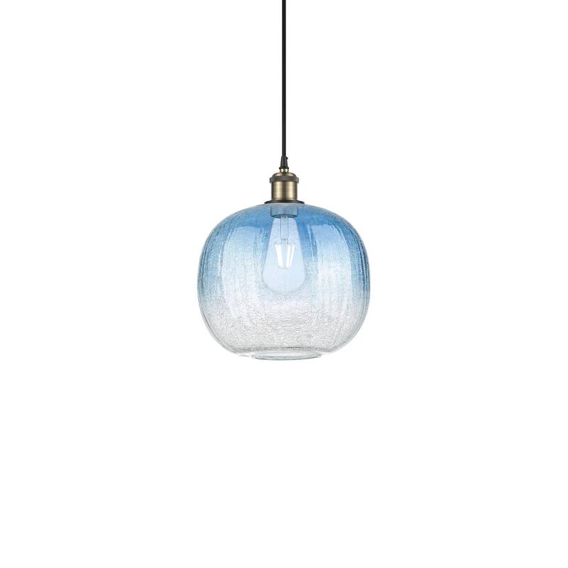Innovations Lighting 516-1P-12-11 Brookhaven Sphere Pendant Brookhaven - Black Antique Brass / Sapphire Blue