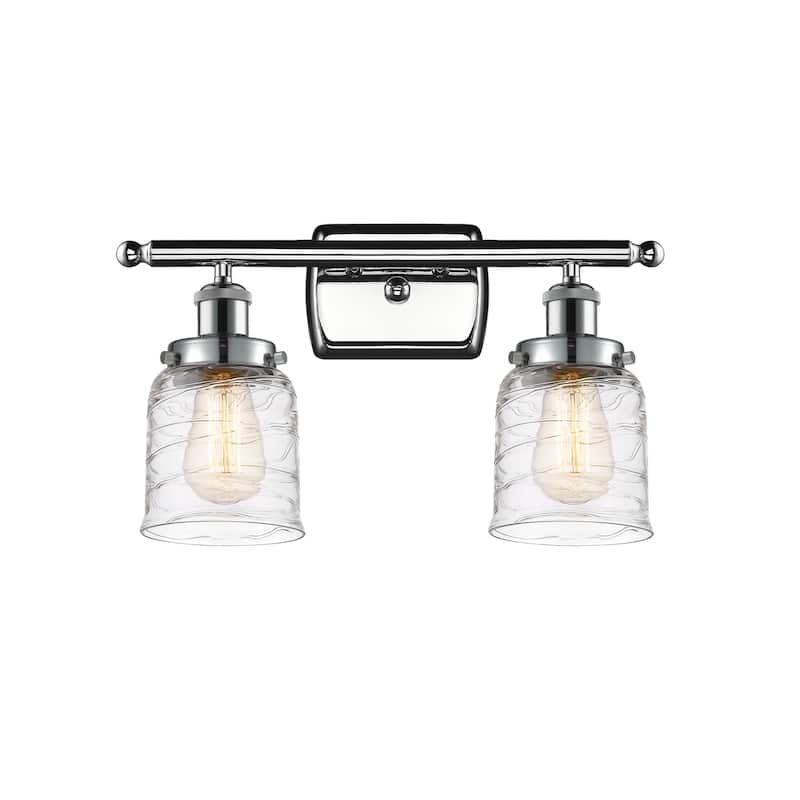 Innovations Lighting 916-2W-12-16 Bell Vanity Bell 2 Light 16" Wide - Polished Chrome / Deco Swirl