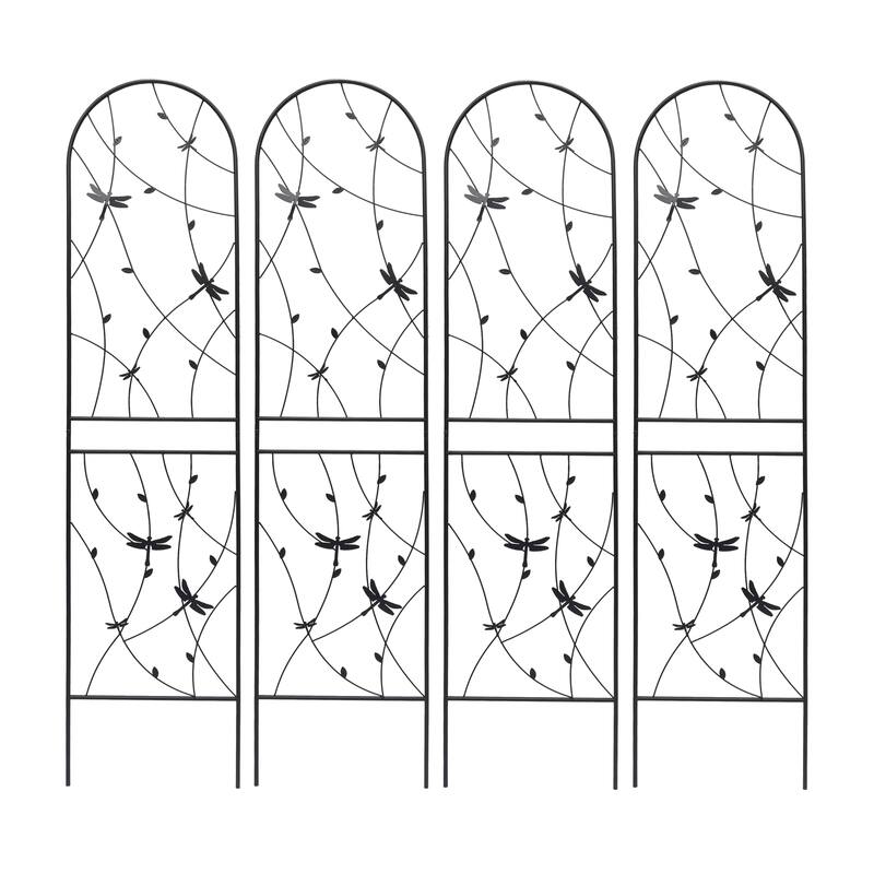 4 Pack Metal Garden Trellis Rustproof Trellis for Climbing Plants Outdoor Flower Support Black