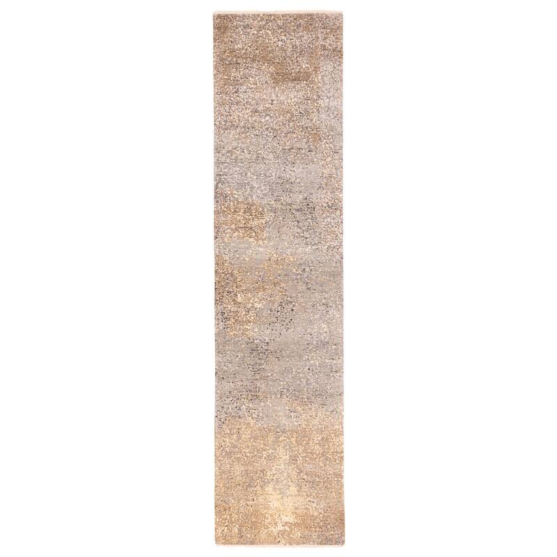 ECARPETGALLERY Hand-knotted Legacy Grey Silk, Wool Rug - 2'5 x 10'6