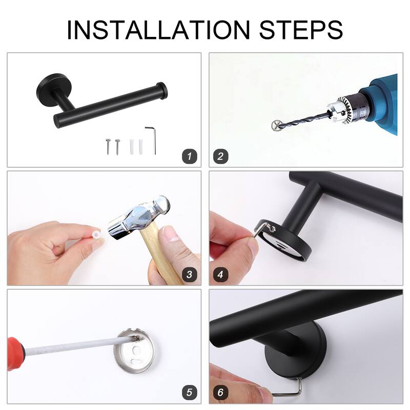 Toilet Paper Holder Towel Tissue Holder for Bathroom Stainless Steel - Matte Black - 6.5" x 3.2" x 2"(L*W*H)