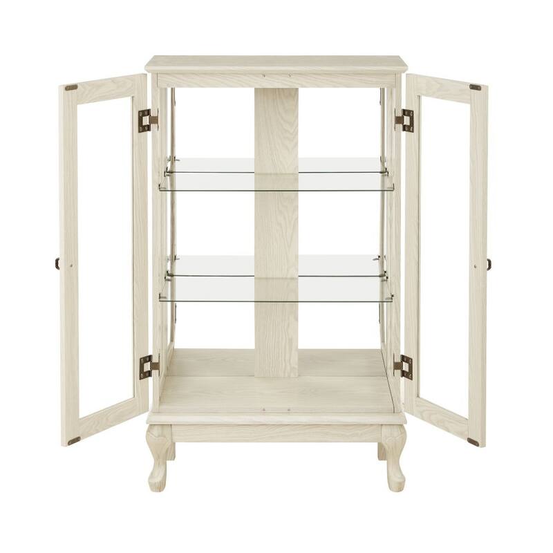 Vintage Lighted Display Cabinet with 2 Tempered Glass Doors and Adjustable Shelves