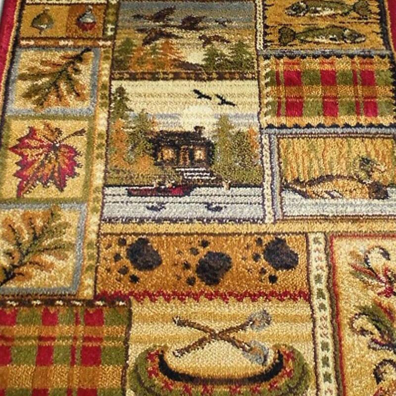 Cabin Style Wilderness Theme Olefin Indoor Area Rug - 2' x 7'