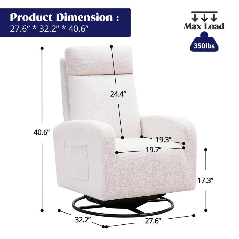 HOMYKA Swivel Glider Rocker Accent Chair for Nursery with Side Pocket