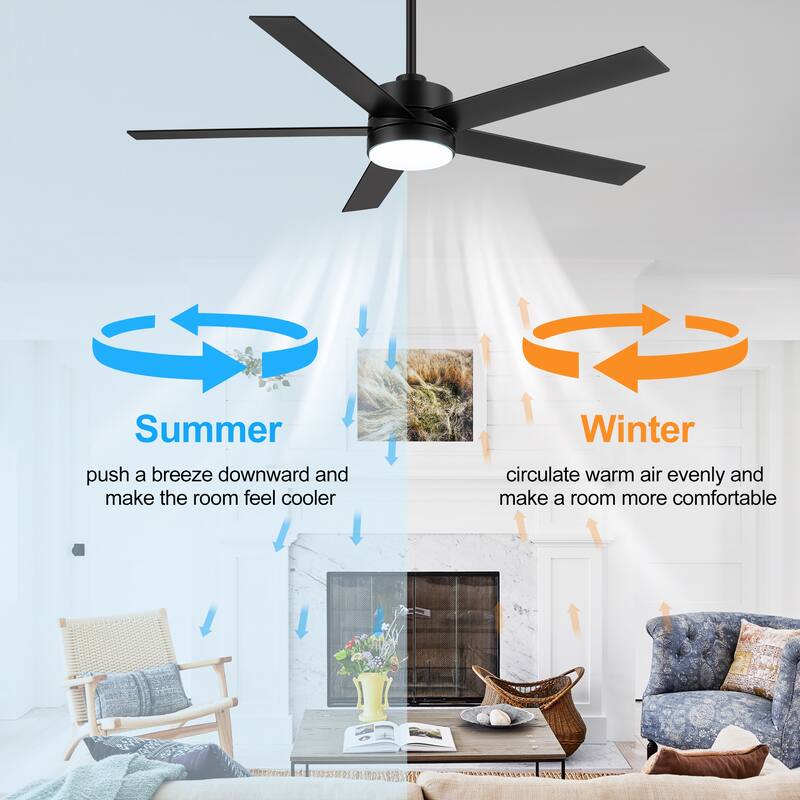 56 Inch 5-Blade Integrated Ceiling Fan with LED Light and Remote