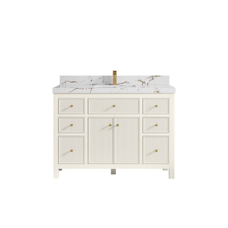 Willow Collections 48 in W x 22 in D Sonoma Free Standing Reeded Single Sink Bathroom Vanity with Countertop