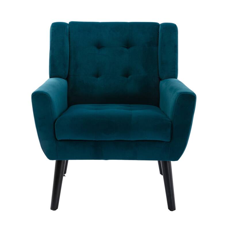Modern Soft Velvet Armchair, Ergonomics Accent Chair W/Curved Back, Upholstered Single Sofa With 250 Lbs Weight Capacity