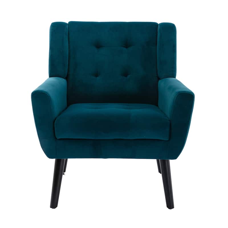Velvet Upholstered Accent Chair Modern Living Room Lounge Arm Chairs with Ergonomic Backrest Chair