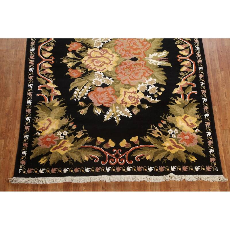 Wool/ Silk Vegetable Dye Aubusson Oriental Area Rug Handmade Carpet - 5'11" x 8'1"