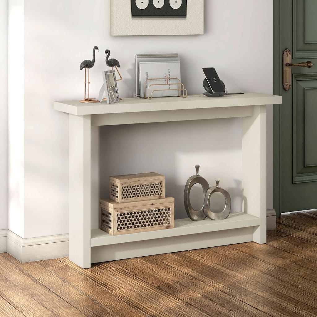 247 Shop At Home Modern 32-inch 2-Shelf Console Table with Charging Stations and USB Ports