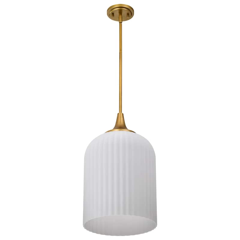 Solara Pendant Natural Brass Finish Frosted Ribbed Glass - Natural Brass