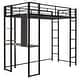preview thumbnail 7 of 10, Twin Metal Loft Bed with 2 Shelves, 2 built-in ladders and Desk, Black