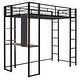preview thumbnail 16 of 27, Twin Metal Loft Bed with 2 Shelves and one Desk staircase