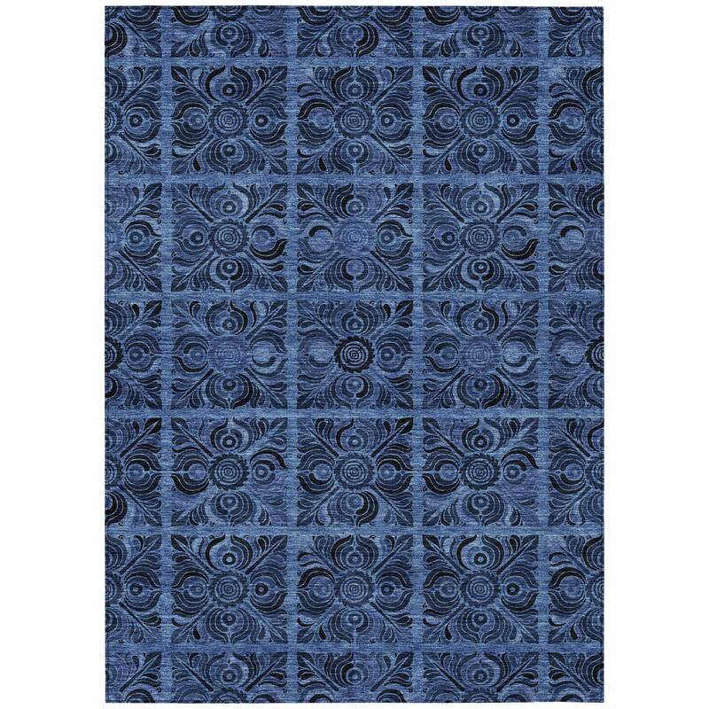 HomeRoots Medallion Transitional Rectangle Outdoor Rug