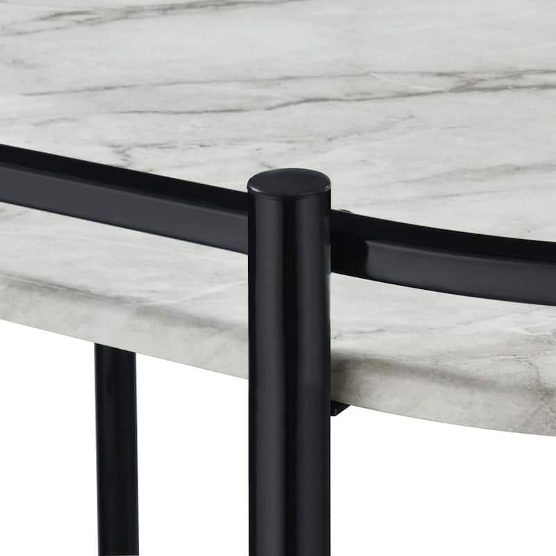 Black and Faux White Marble Serving cart with Wine Rack