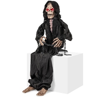 Gymax Halloween Animatronics Animatronic Sitting Skeleton Halloween