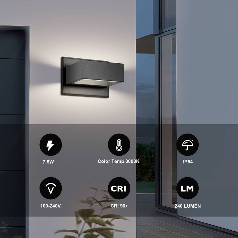 Modern Outdoor Wall Light Up Down LED Sconce IP54
