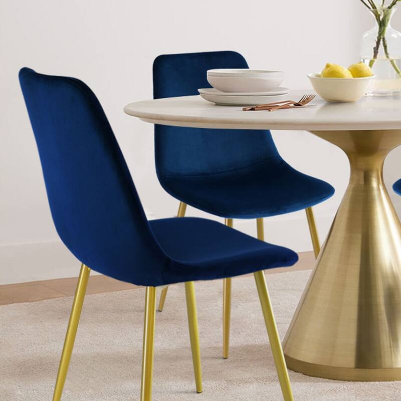 Velvet Upholstered Gold Frame Dining Chair Side Chair , Set of 4 - 34"x18"x18"