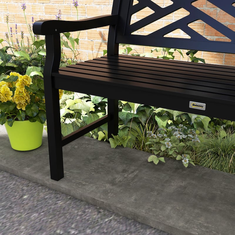 Outsunny 43.25" Outdoor Garden Bench, Wooden Bench, Poplar Slatted Frame Furniture for Patio, Park, Porch, Lawn