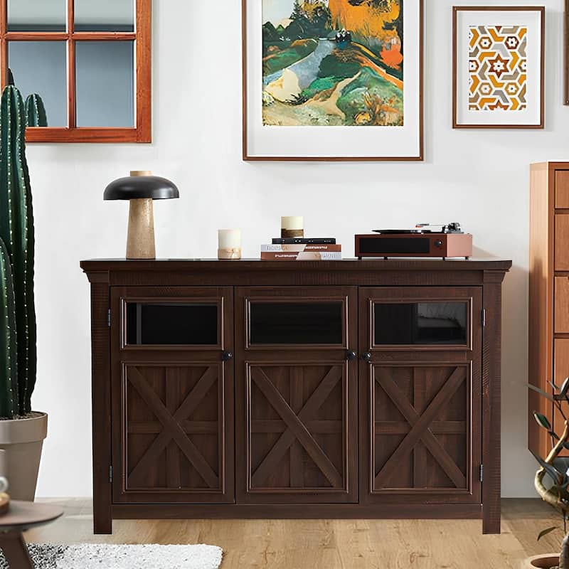 Roomfitters 3 Doors Cabinet Large Buffet Sideboard Cabinet, Bar Wine Cabinet, Buffet Cabinet Table Coffee Bar Wine Bar