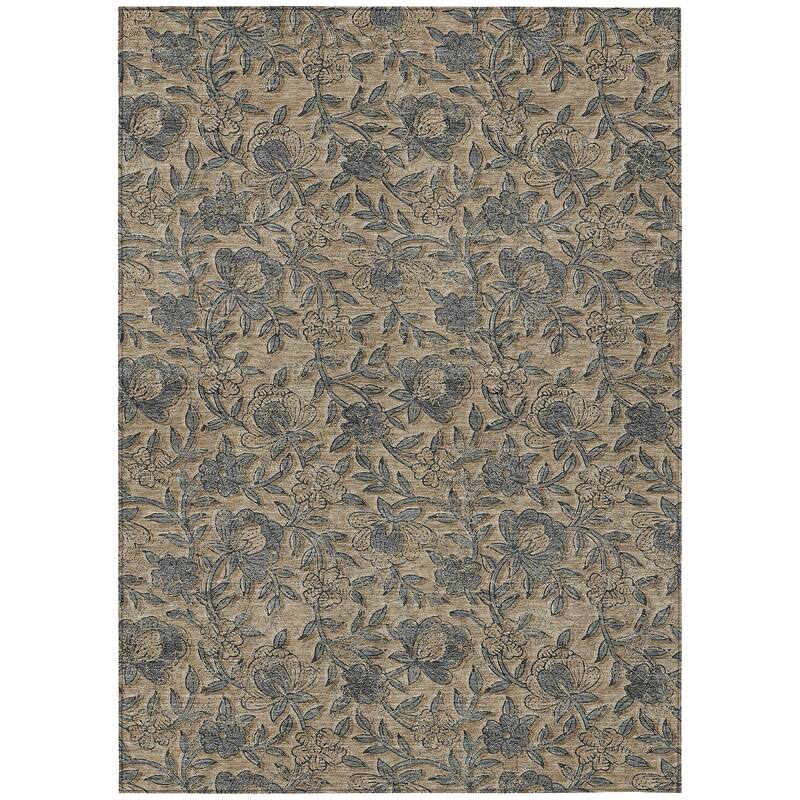Machine Washable Indoor/ Outdoor Chantille Floral Rug