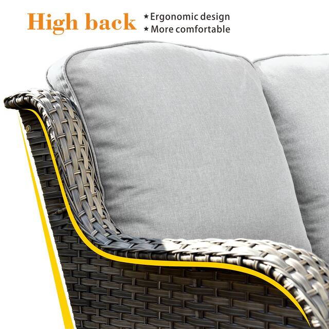 OVIOS 5-piece Patio Conversation Wicker Furniture Set