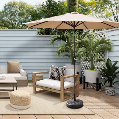 Lopes 9-foot Patio Umbrella with Bronze Finish Base Weight Stand Included