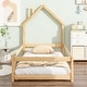 preview thumbnail 20 of 42, Twin Size House-Shaped Headboard Floor Bed with Fences Natural